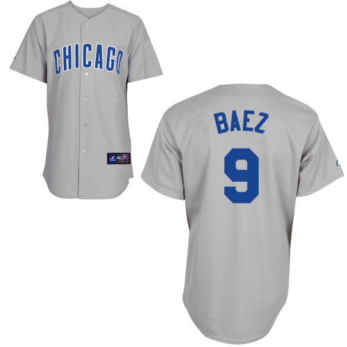 Javier Baez #9 Youth Baseball Jersey-Chicago Cubs Authentic Road Gray MLB Jersey